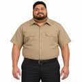 Camisa de trabajo Red Kap SY60 para hombre talla extra color Khaki, vista frontal fajada | color:khaki