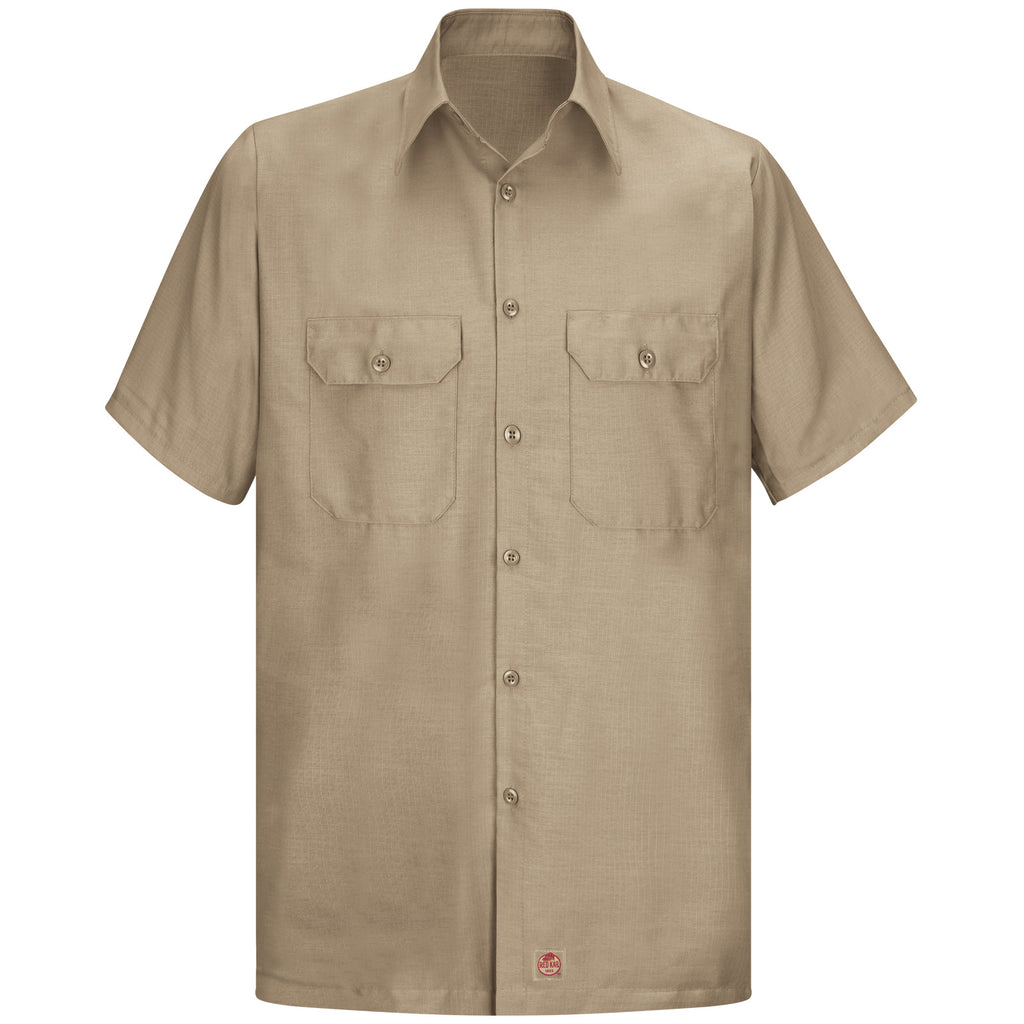 Camisa de trabajo Red Kap SY60 para hombre talla extra color Khaki, prenda sola vista frontal