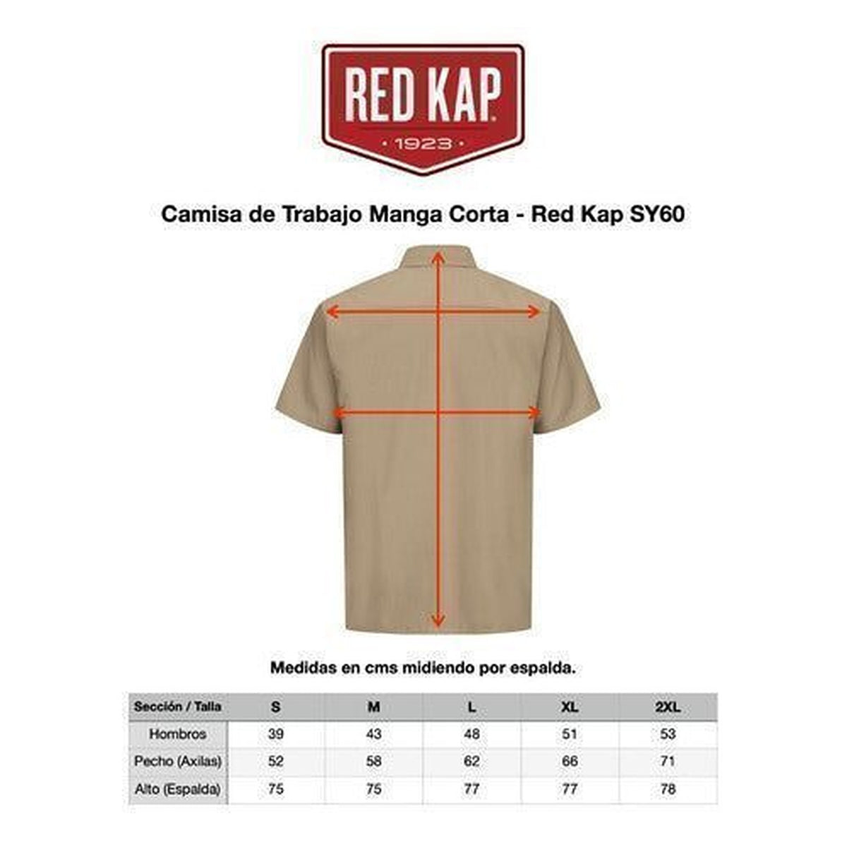 Guía de tallas de camisa de trabajo Red Kap SY60 para hombre | color:todos