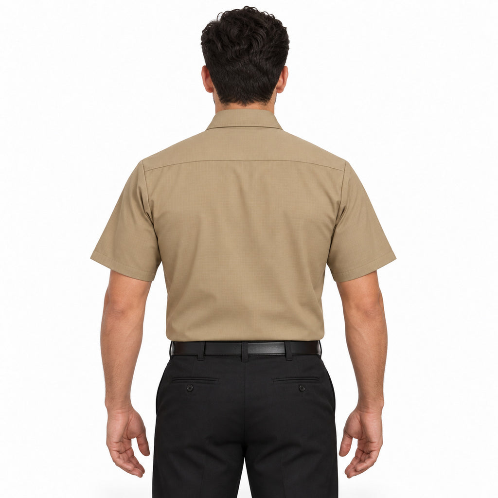 Camisa de trabajo Red Kap SY60 para hombre color Khaki, vista posterior fajada