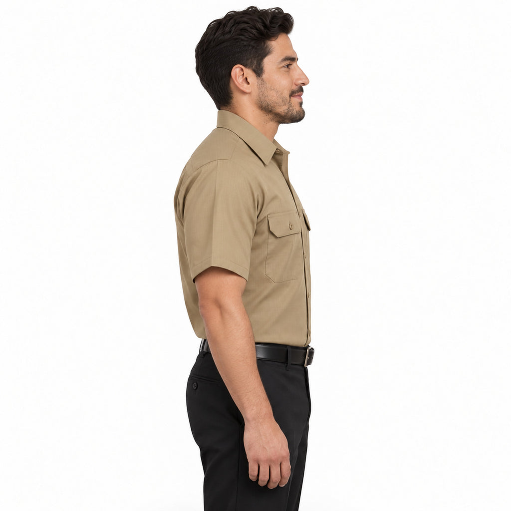 Camisa de trabajo Red Kap SY60 para hombre color Khaki, perfil derecho fajada