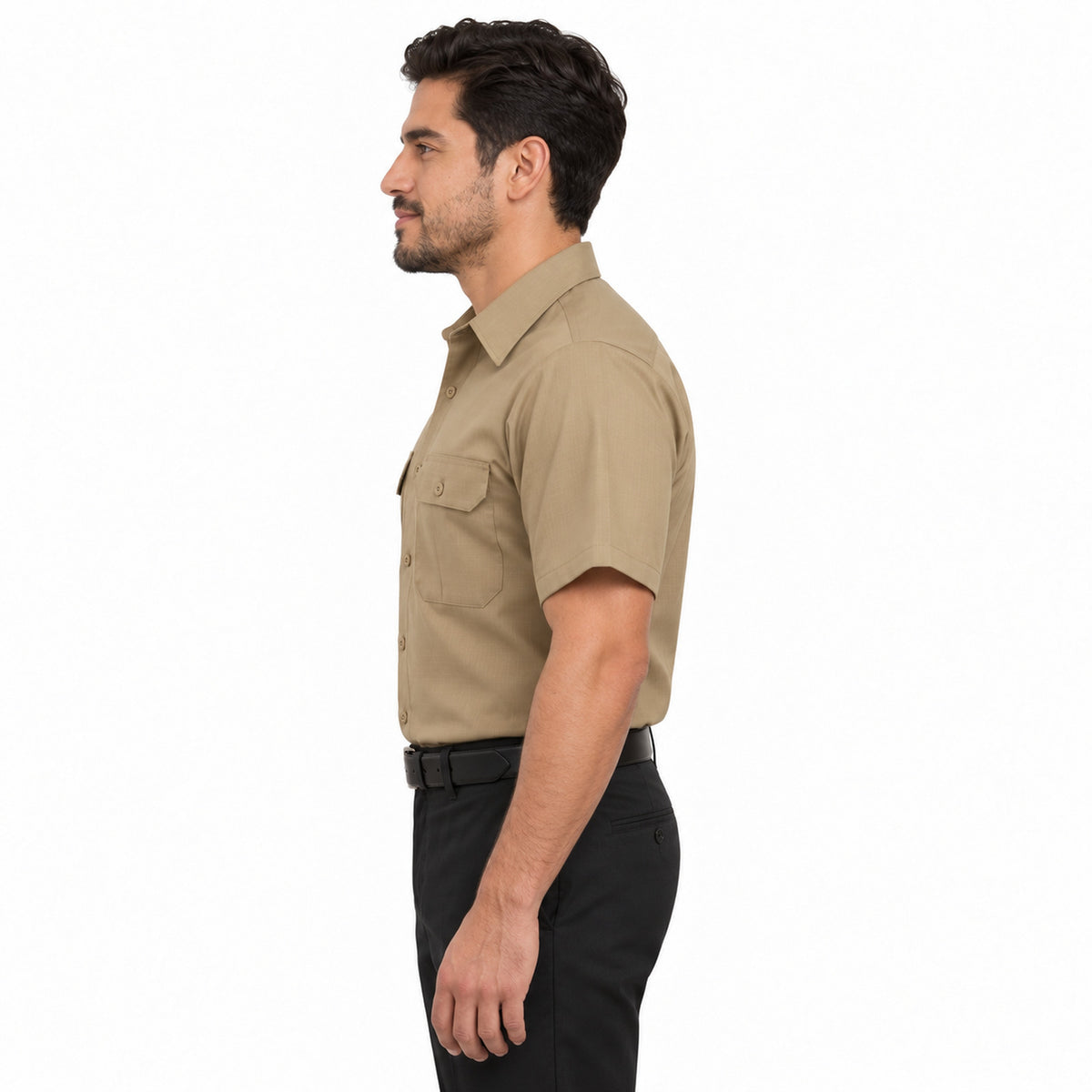 Camisa de trabajo Red Kap SY60 para hombre color Khaki, perfil izquierdo fajada | color:khaki