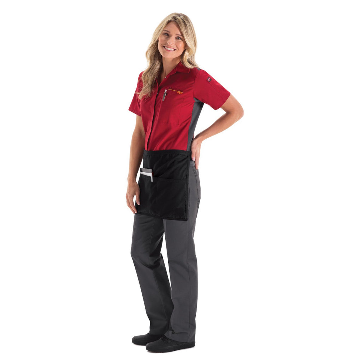 Mandil corto Red Kap TT46 negro, vista completa en mujer | color:negro