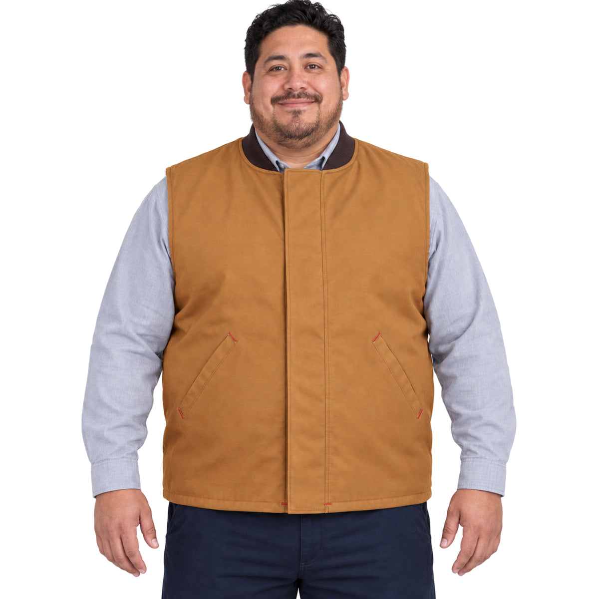 Chaleco de trabajo Red Kap VD22 para hombre café, vista frontal | color:cafe