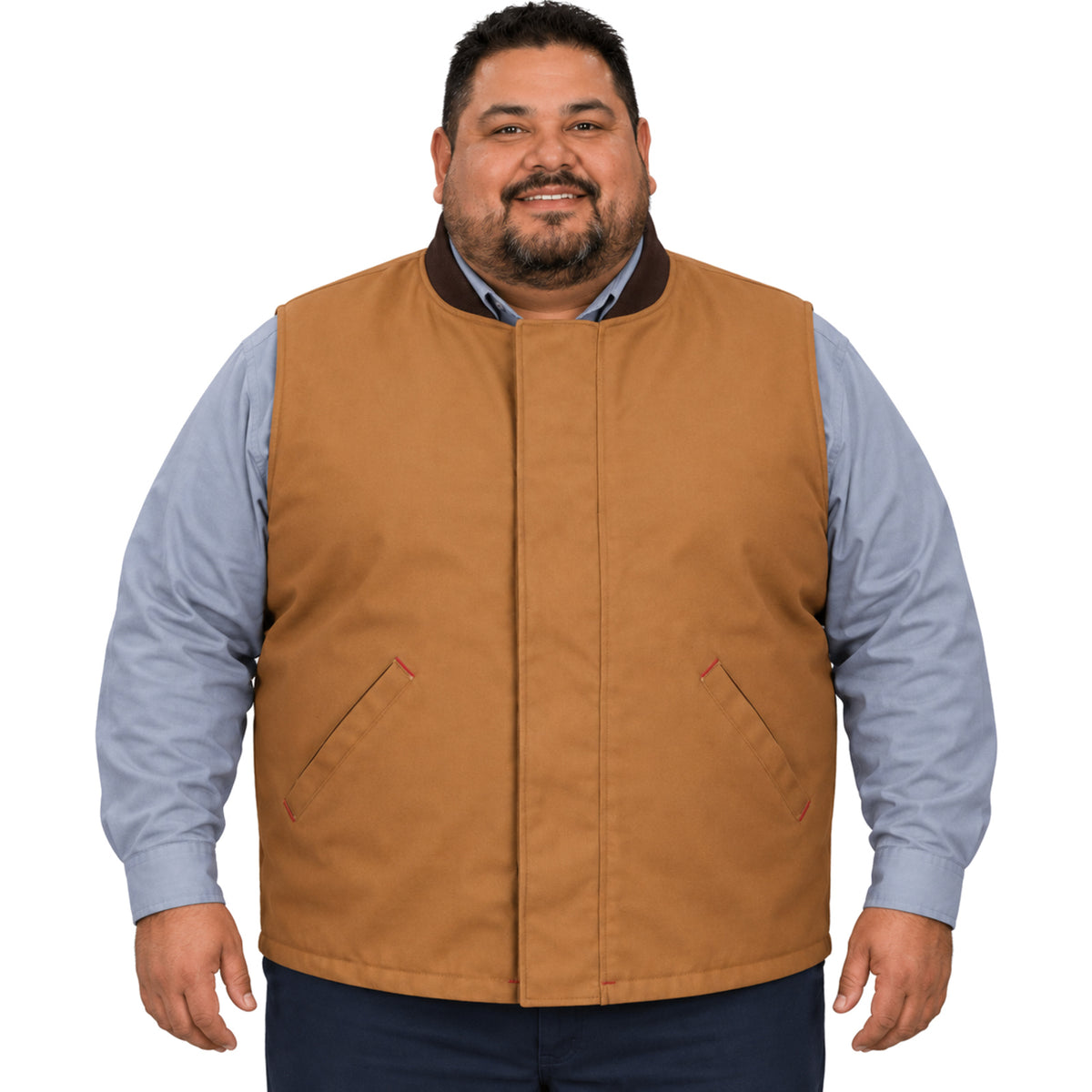 Chaleco de trabajo Red Kap VD22 para hombre talla extra café, vista frontal | color:cafe