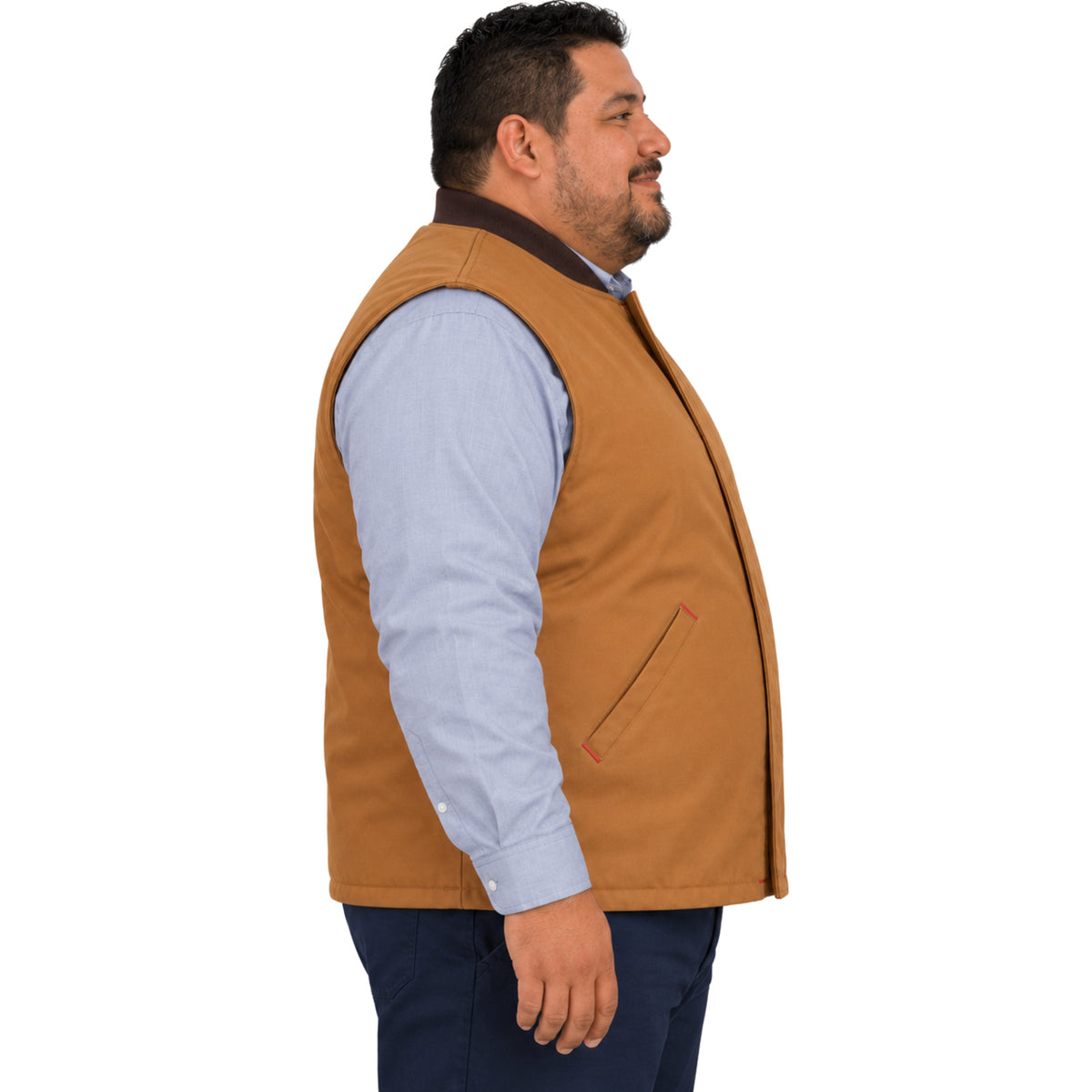 Chaleco de trabajo Red Kap VD22 para hombre talla extra café, perfil derecho | color:cafe