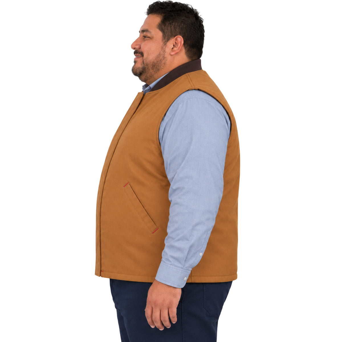 Chaleco de trabajo Red Kap VD22 para hombre talla extra café, perfil izquierdo | color:cafe