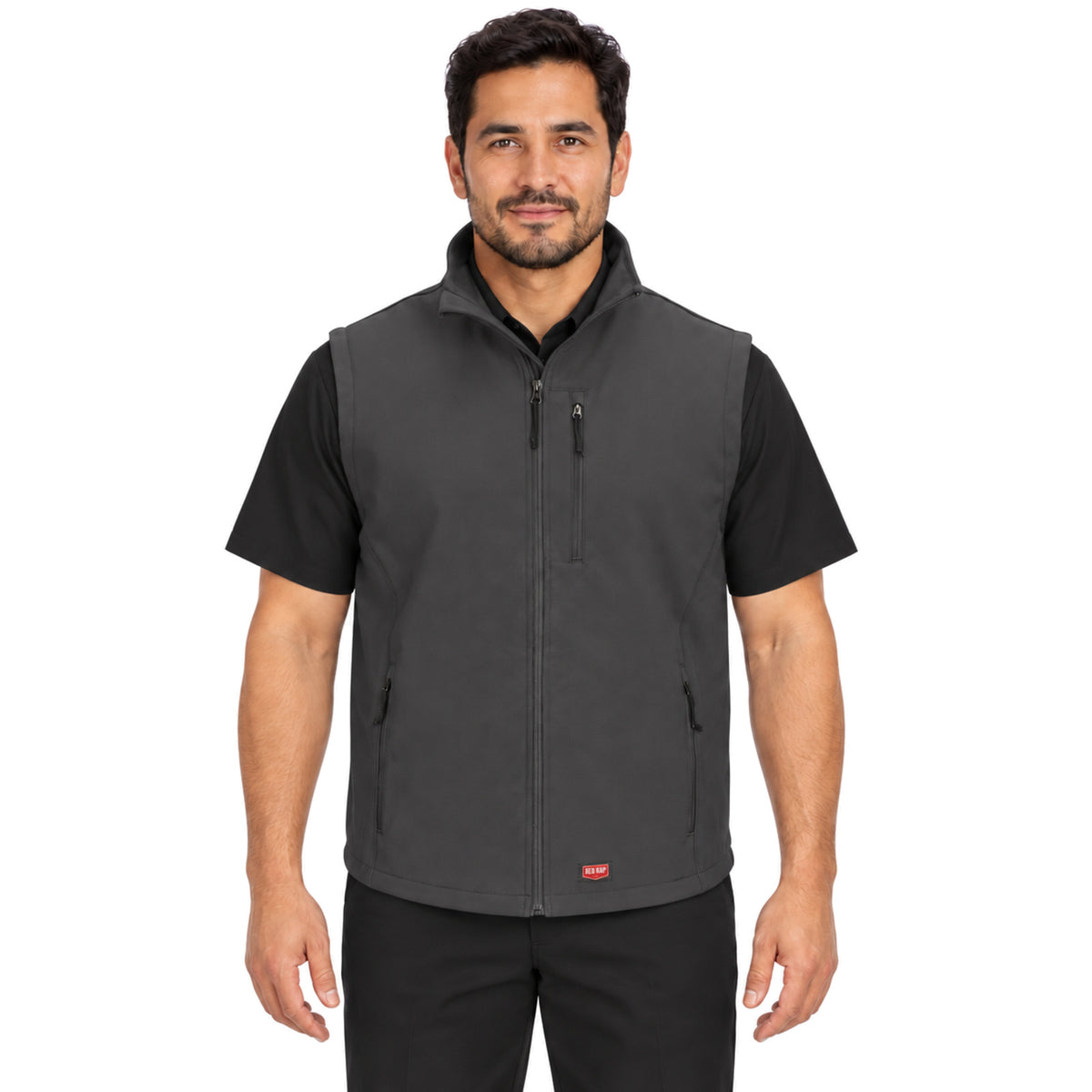Chaleco softshell Red Kap VP62 para hombre gris Oxford, vista frontal | color:gris-oxford