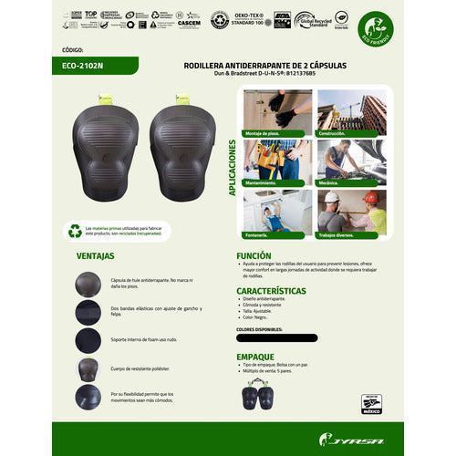 Rodillera Jyrsa Eco - 2102n Antiderrapante 2 Cápsulas Trabajo - Garufa Jeans
