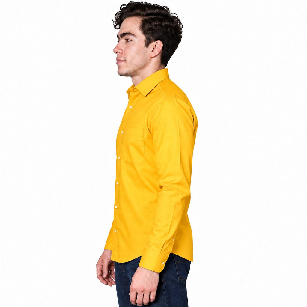 Camisa de vestir para hombre Rodolfo Mango - Rodolfo, perfil izquierdo desfajada con mezclilla