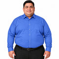 Vista frontal, camisa fajada sin corbata de camisa de vestir azul Francia para hombre Rodolfo, tallas extra 52 a 56 | color:azul-francia-rodolfo