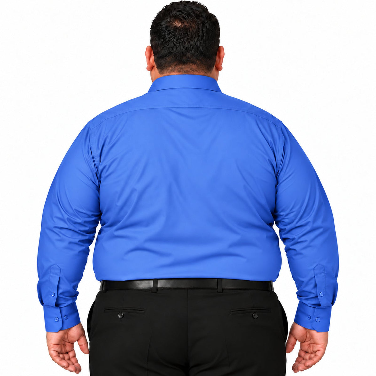 Vista trasera, camisa fajada de camisa de vestir azul Francia para hombre Rodolfo, tallas extra 52 a 56 | color:azul-francia-rodolfo
