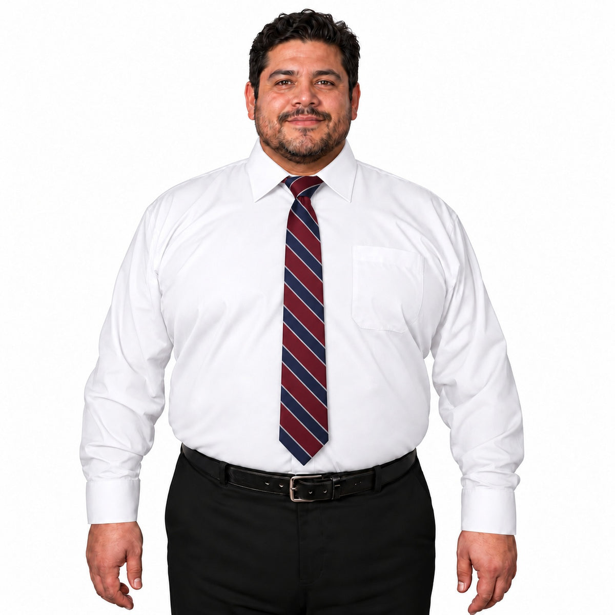 Camisa de vestir blanca tallas extra 44 a 50, frontal fajada con corbata de contraste, Rodolfo | color:blanca-rodolfo