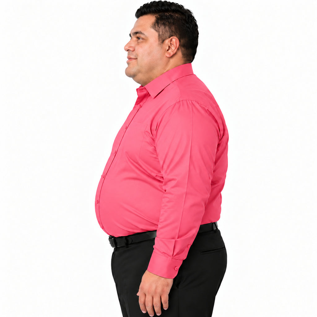 Perfil derecho fajado de camisa de vestir coral para hombre Rodolfo, tallas extra 52 a 56