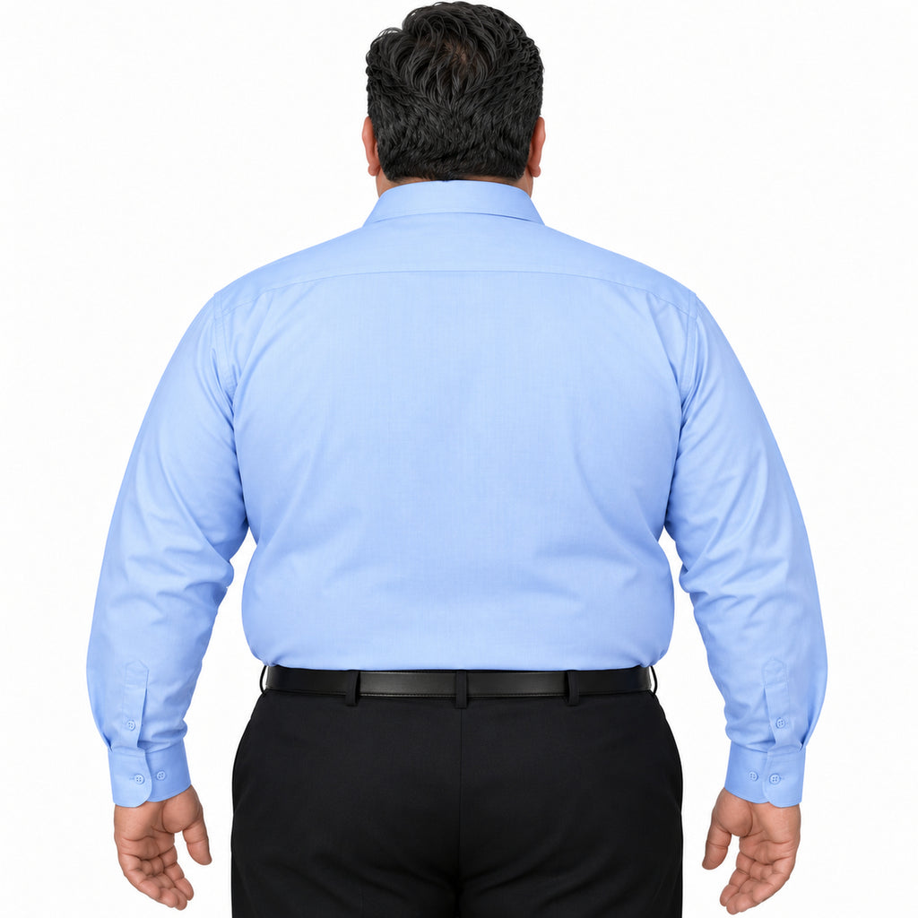 Camisa de vestir Rodolfo Valentini azul cielo para hombre, tallas extras 52 a 56, espalda fajada lisa