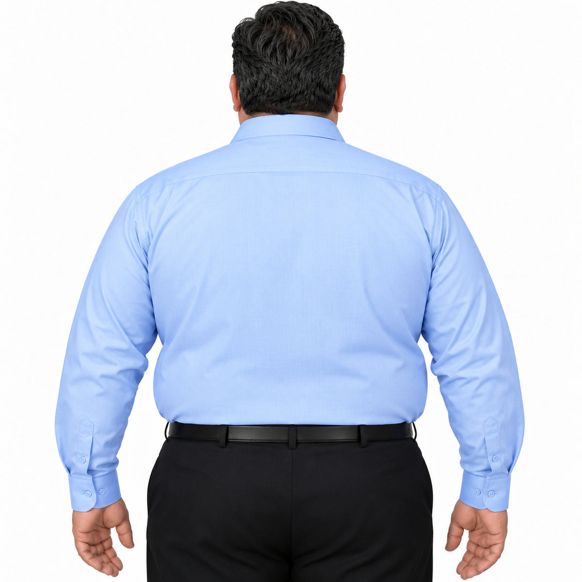Camisa de vestir Rodolfo Valentini azul cielo para hombre, tallas extras 52 a 56, espalda fajada lisa | color:azul-cielo-rodolfo