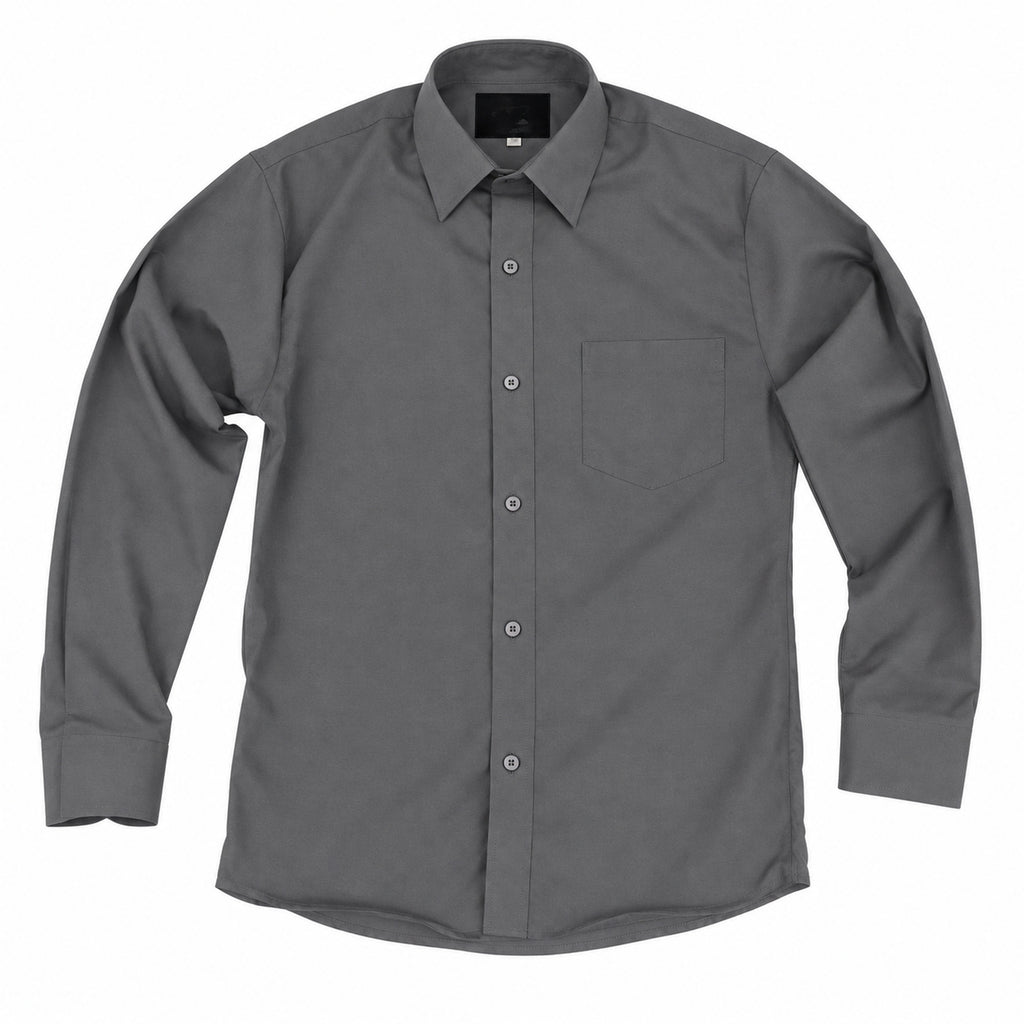 Camisa de vestir Rodolfo Valentini gris Oxford para hombre, tallas extras 52 a 56, prenda sola en plano frontal con bolsillo