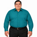Camisa de vestir Rodolfo Valentini verde jade para hombre, tallas extras 52 a 56, frontal fajada sin corbata | color:jade-rodolfo