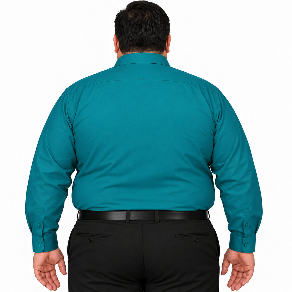 Camisa de vestir Rodolfo Valentini verde jade para hombre, tallas extras 52 a 56, espalda fajada lisa