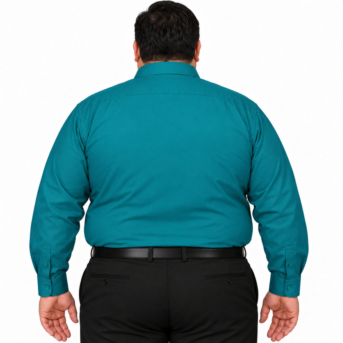 Camisa de vestir Rodolfo Valentini verde jade para hombre, tallas extras 52 a 56, espalda fajada lisa | color:jade-rodolfo