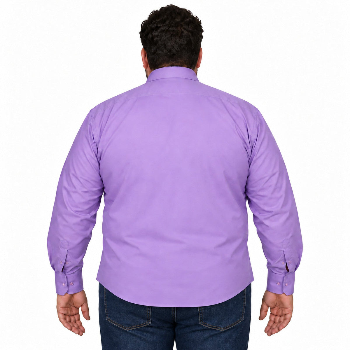 Camisa de vestir Rodolfo para hombre lila, espalda desfajada con mezclilla | color:lila-rodolfo