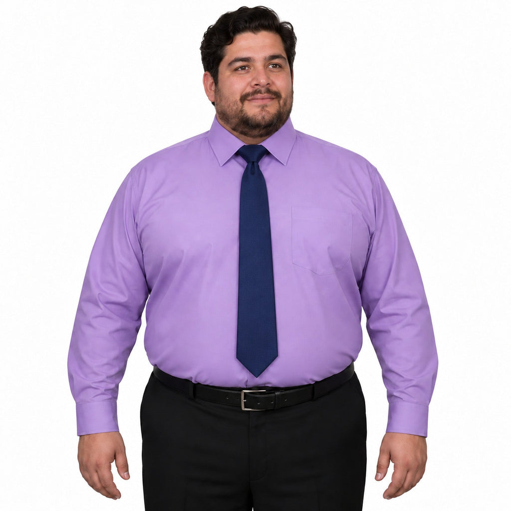 Camisa de vestir Rodolfo para hombre lila, frontal fajada con corbata