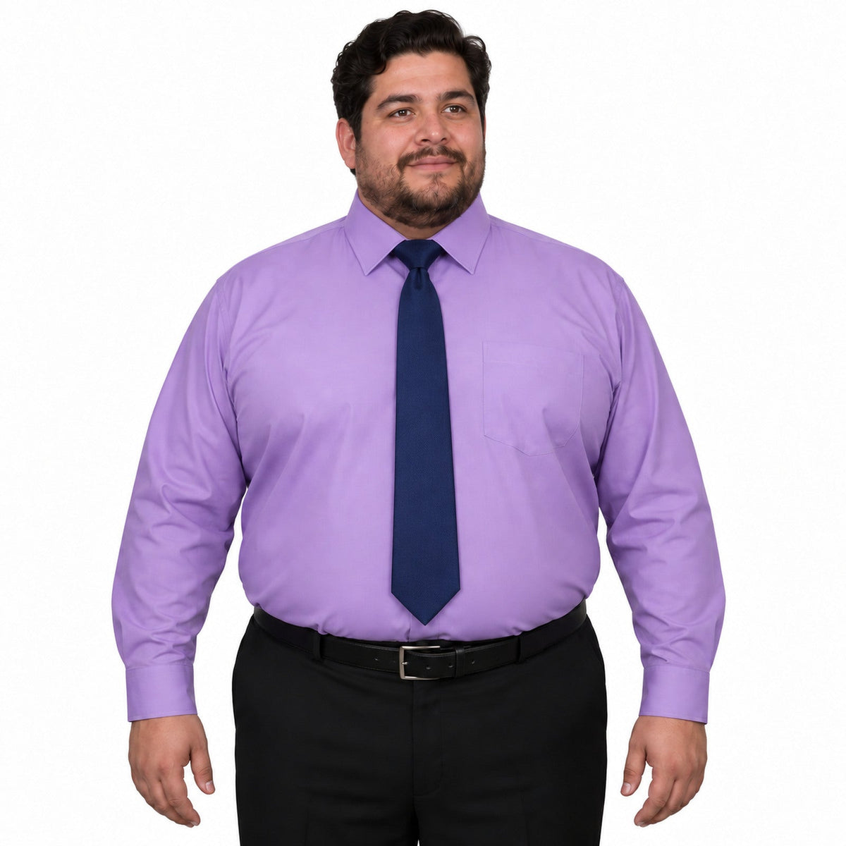 Camisa de vestir Rodolfo para hombre lila, frontal fajada con corbata | color:lila-rodolfo