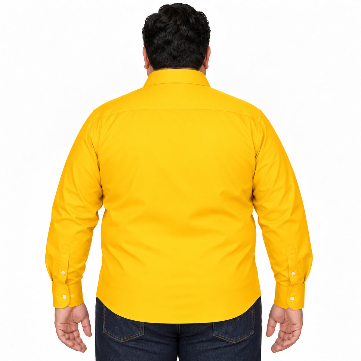 Camisa de vestir Rodolfo Valentini para hombre mango, espalda desfajada con pantalón de mezclilla | color:mango-rodolfo