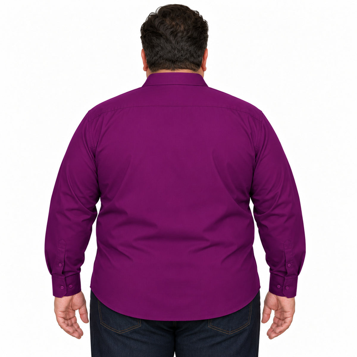 Camisa de vestir morada Rodolfo para hombre, tallas extras 44 a 50, espalda desfajada | color:morada-rodolfo