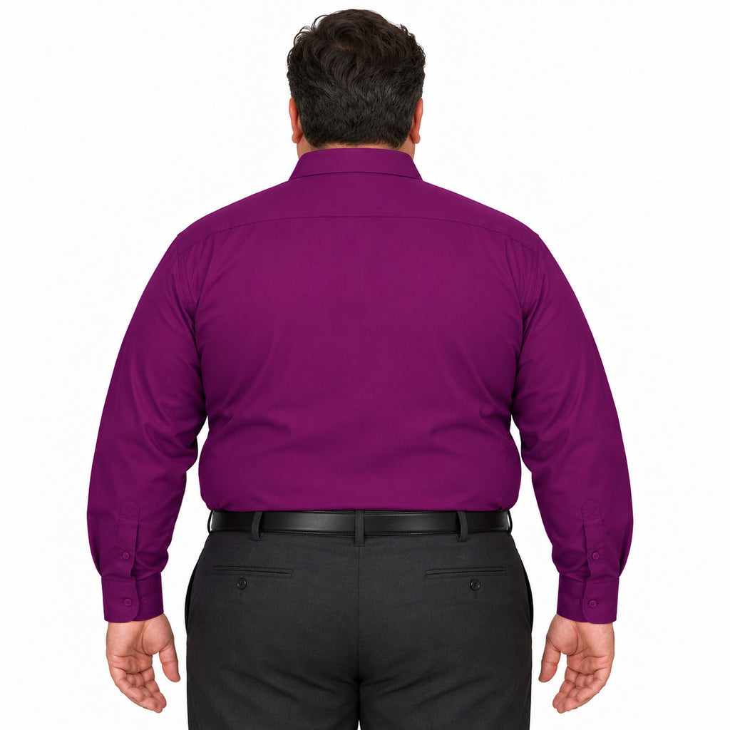 Camisa de vestir morada Rodolfo para hombre, tallas extras 44 a 50, espalda fajada