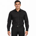Camisa de vestir negra para hombre, frente fajada, talla 34 a 42, marca Rodolfo, manga larga y bolsillo de pecho | color:negra-rodolfo