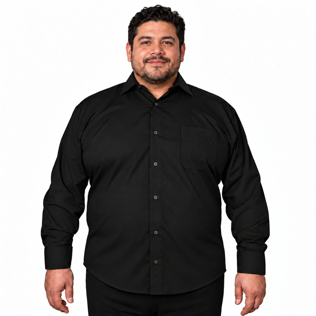 Camisa de vestir Rodolfo para hombre negra, frontal desfajada | color:negra-rodolfo