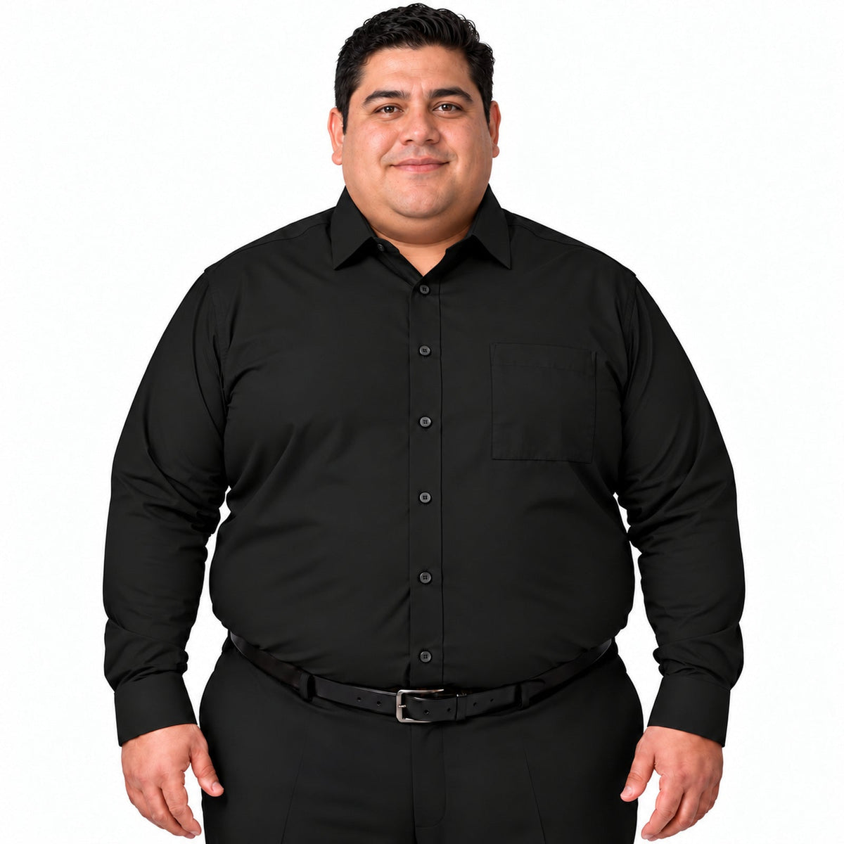 Camisa de vestir Rodolfo negra para hombre, tallas 52 a 56, frontal fajada sin corbata | color:negra-rodolfo