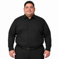 Camisa de vestir Rodolfo negra para hombre, tallas 52 a 56, frontal fajada sin corbata | color:negra-rodolfo