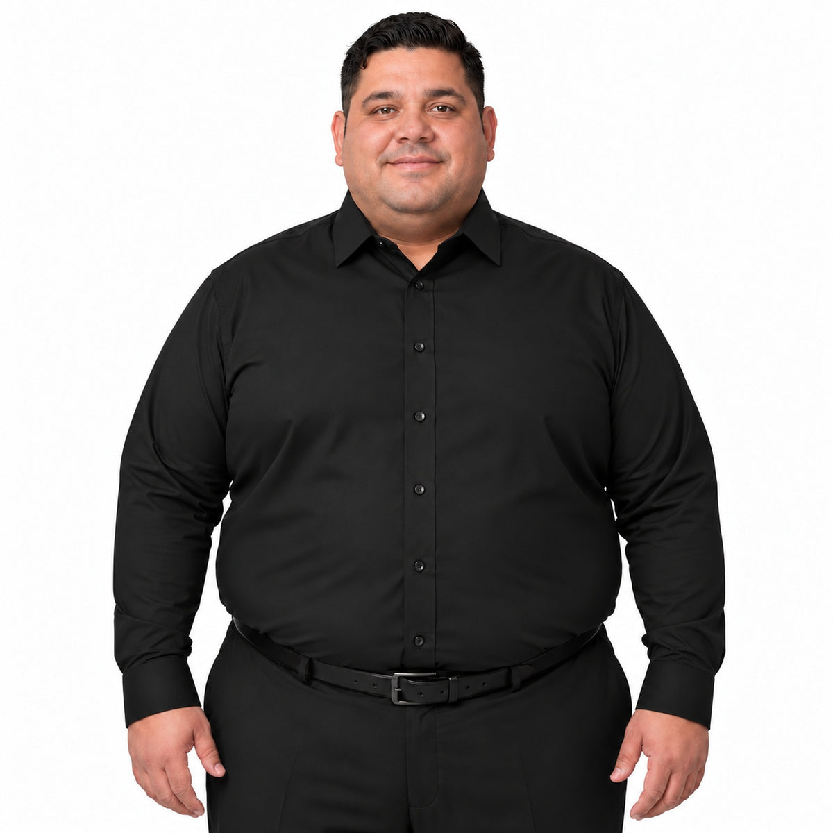 Camisa de vestir Rodolfo negra para hombre, tallas 52 a 56, frontal fajada sin corbata | color:negra-rodolfo