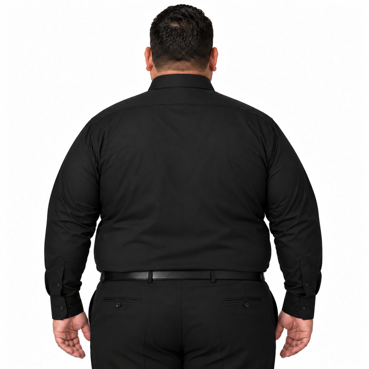 Camisa de vestir Rodolfo negra para hombre, tallas 52 a 56, espalda fajada | color:negra-rodolfo