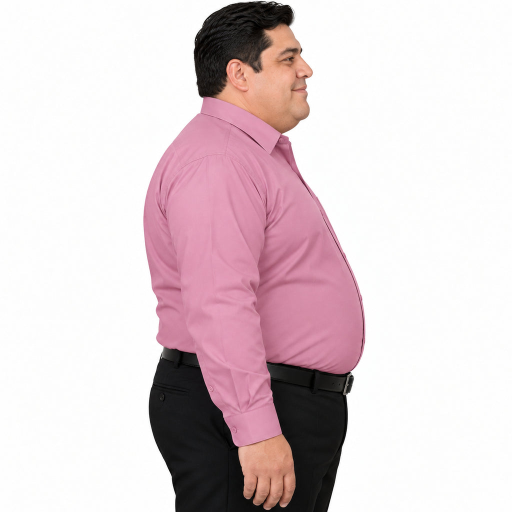 Camisa de vestir Rodolfo Valentini palo de rosa para hombre, tallas extras 52 a 56, perfil derecho fajada