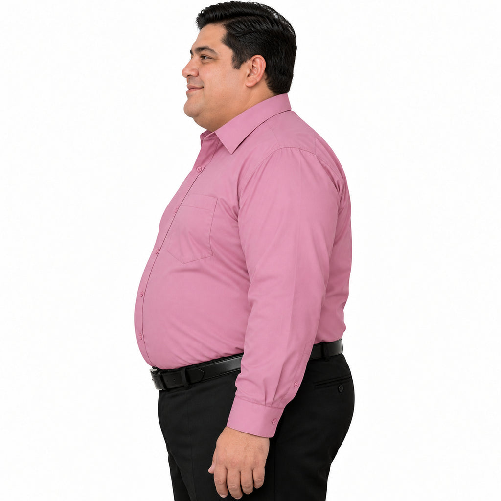 Camisa de vestir Rodolfo Valentini palo de rosa para hombre, tallas extras 52 a 56, perfil izquierdo fajada