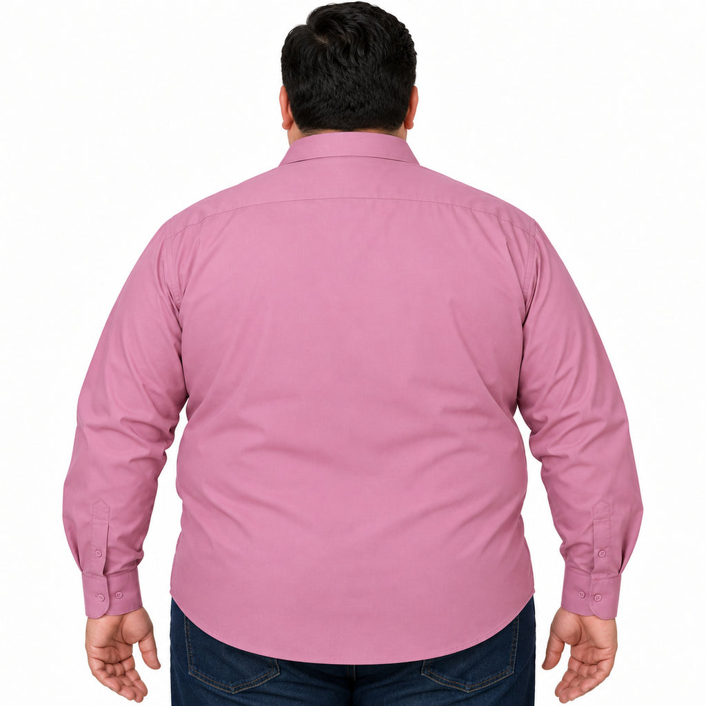 Camisa de vestir Rodolfo Valentini palo de rosa para hombre, tallas extras 52 a 56, espalda desfajada lisa con mezclilla