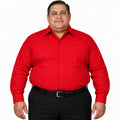Camisa de vestir Rodolfo Valentini roja para hombre, tallas extras 52 a 56, frontal fajada sin corbata | color:roja-rodolfo