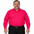 Camisa de vestir Rodolfo Valentini rosa fiusha para hombre, tallas extras 52 a 56, frontal fajada sin corbata | color:rosa-fiusha-rodolfo