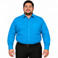 Camisa de vestir turquesa Rodolfo para hombre, tallas extras 44 a 50, frontal fajada sin corbata | color:turquesa-rodolfo