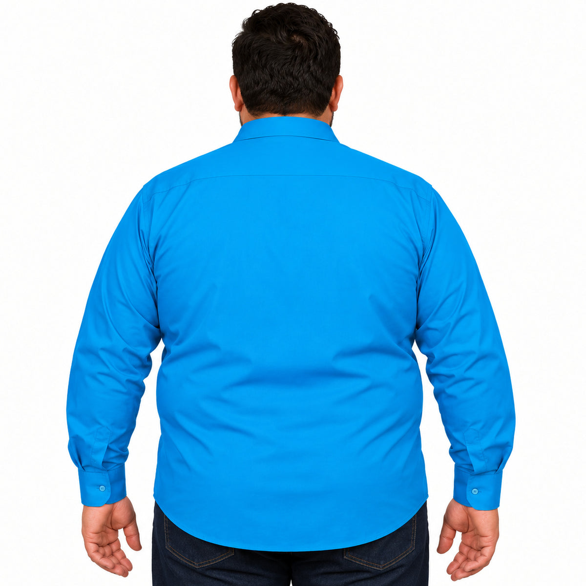 Camisa de vestir turquesa Rodolfo para hombre, tallas extras 44 a 50, espalda desfajada | color:turquesa-rodolfo