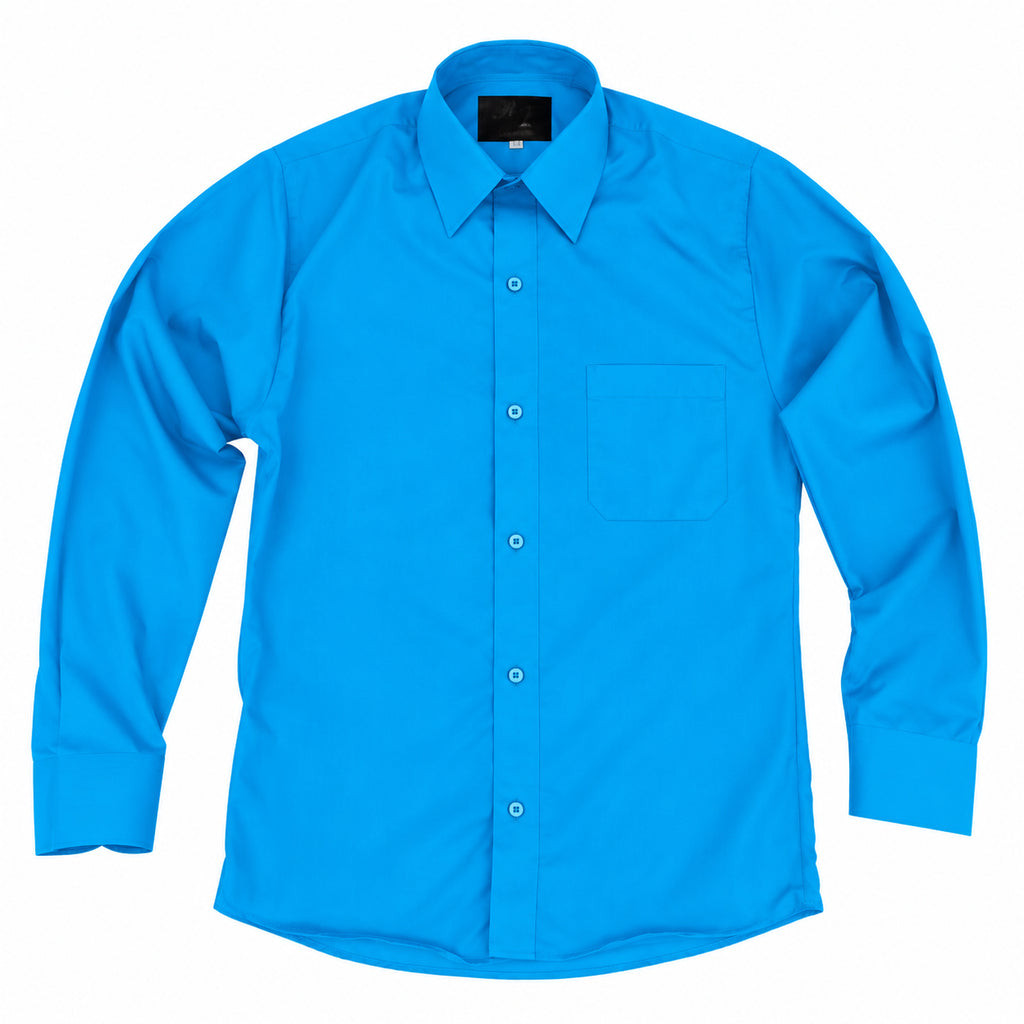 Camisa de vestir turquesa Rodolfo, prenda sola frontal con etiqueta de marca, tallas extras 44 a 50
