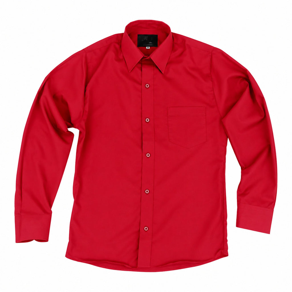 Camisa de vestir infantil roja Rodolfo Valentini, prenda sola con etiqueta negra, tallas 2 a 16