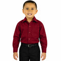 Camisa de vestir infantil vino Rodolfo Valentini, modelo de frente, fajada y sin corbata, tallas 2 a 16 | color:vino-rodolfo