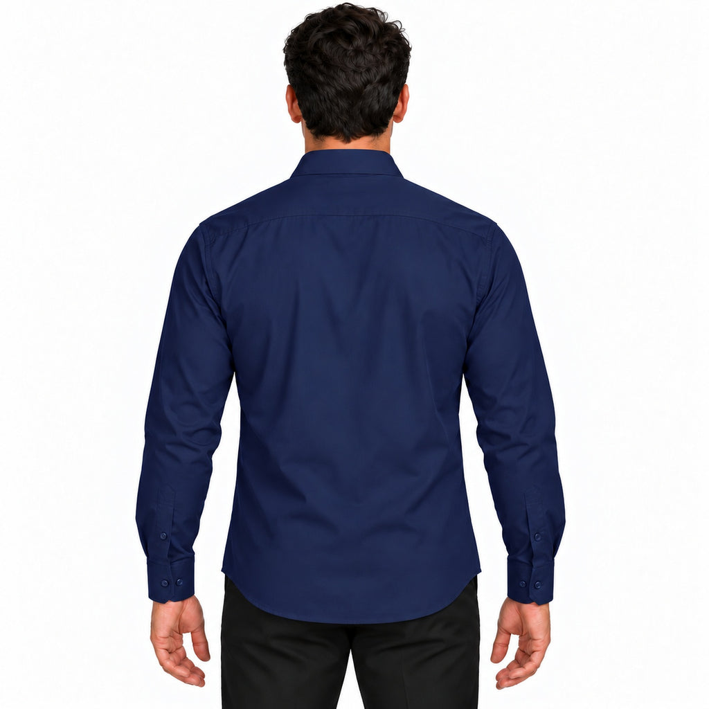 Camisa de vestir para hombre Rodolfo Valentini azul marino, espalda desfajada
