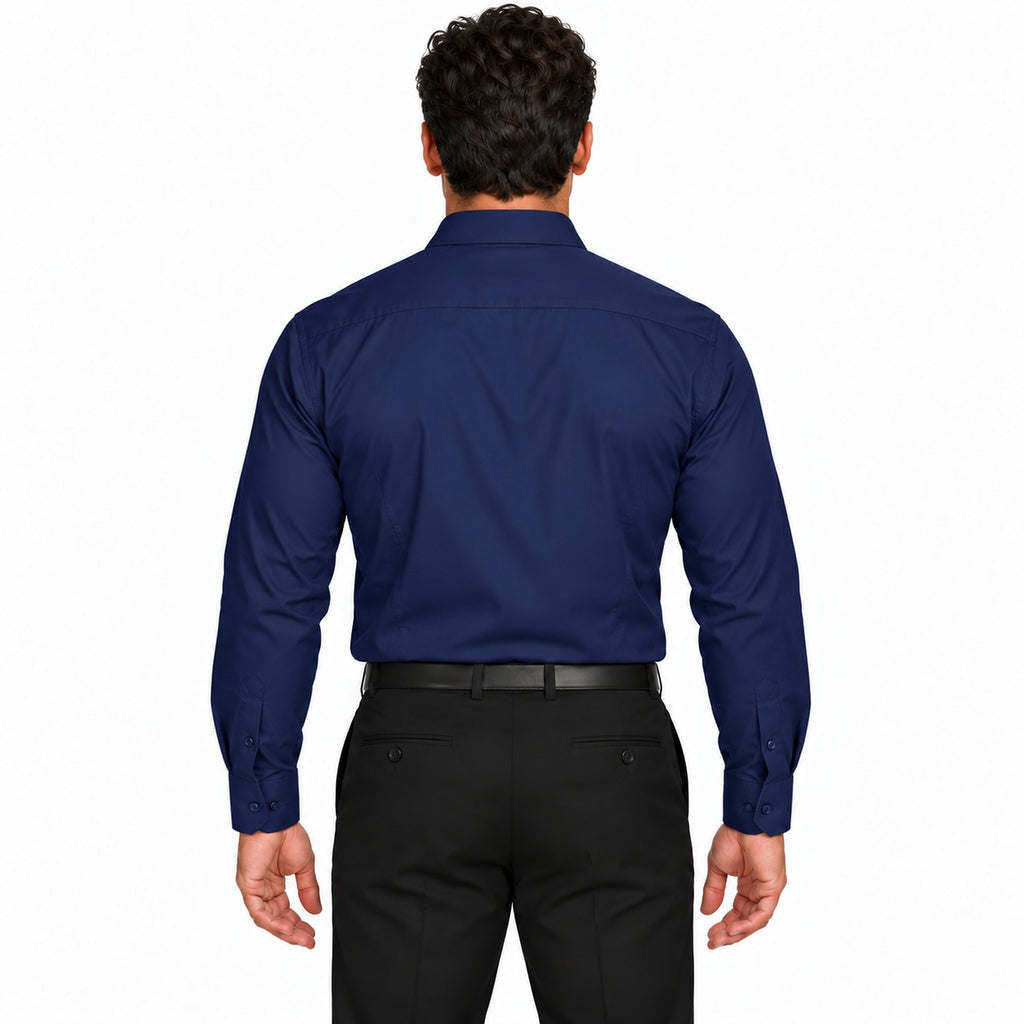 Camisa de vestir para hombre Rodolfo Valentini azul marino, espalda fajada