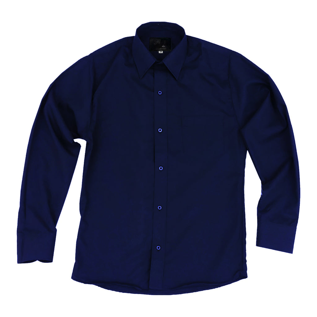 Camisa de vestir infantil azul marino rodolfo valentini, solo prenda, etiqueta negra