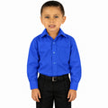 Camisa de vestir infantil azul rey rodolfo valentini, niño modelo, frente fajada | color:azul-rey-rodolfo